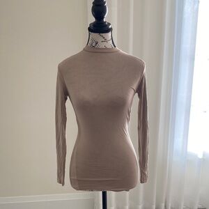 Fares Essential Long Sleeve Crewneck Top in Taupe